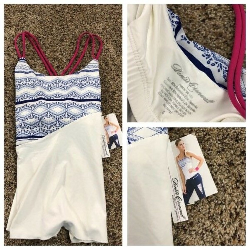 denise‎ cronwall spaghetti strap nortica white blue